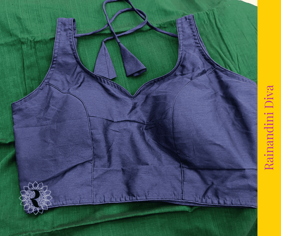 Grey Ghicha Silk Blouse Royal Neck Grey Ghicha Silk Blouse Royal Neck