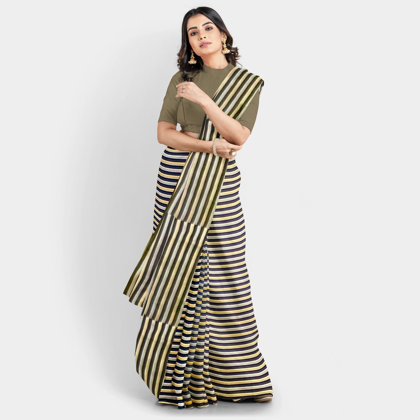 Bollywood Special Tri-Colour Satin Saree with BP Bollywood Special Tri-Colour Satin Saree with BP