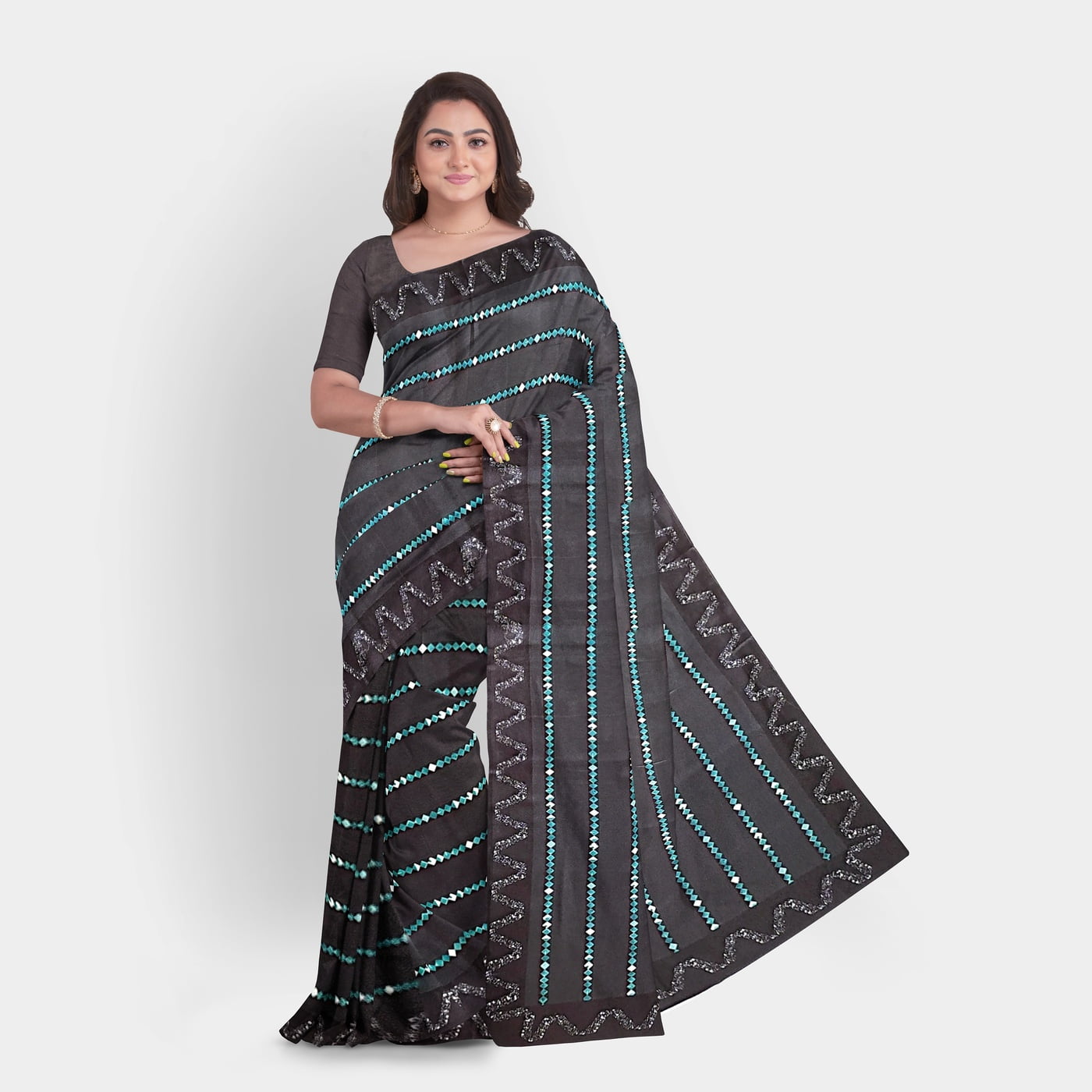 Rocky Aur Rani Satin Saree with BP Rocky Aur Rani Satin Saree with BP