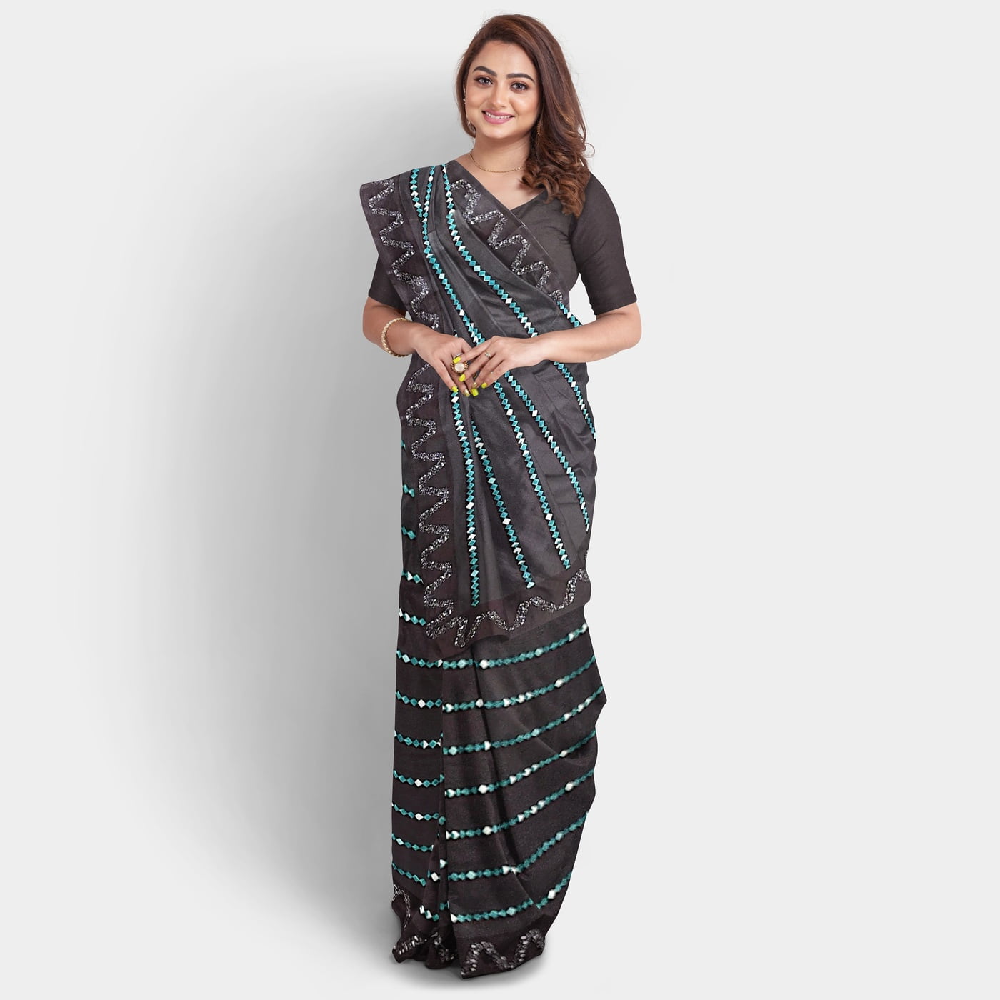 Rocky Aur Rani Satin Saree with BP Rocky Aur Rani Satin Saree with BP