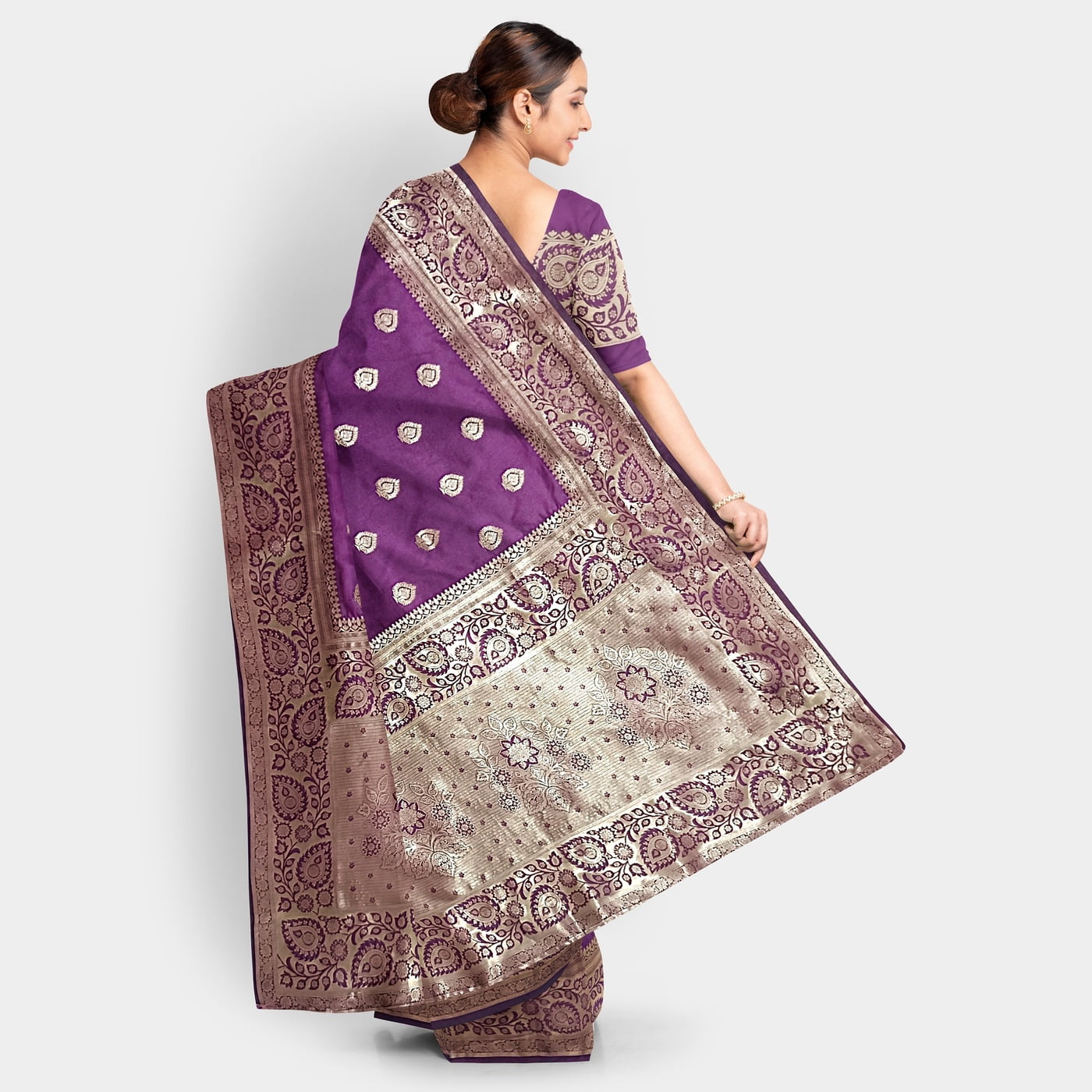 Rainandini Crisyana Handloom Purple Silk Zari Saree with BP Rainandini Crisyana Handloom Purple Silk Zari Saree with BP
